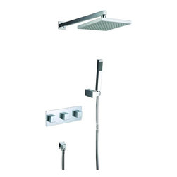 Le Havre Thermostatic Triple Handle Bathroom Shower Set - Showerheads And Body Sprays