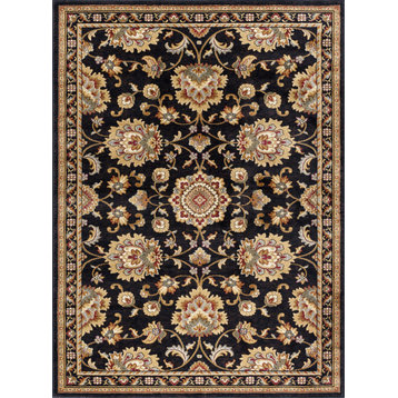 Charlotte Traditional Oriental Black Rectangle Area Rug, 8'x10'