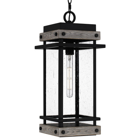 Quoizel SAD1909 Strader 10"W Wood Outdoor Mini Pendant - Matte Black