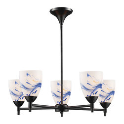 Celina-5-Light-Chandelier-In-Dark-Rust-And-Mountain-Glass - Chandeliers