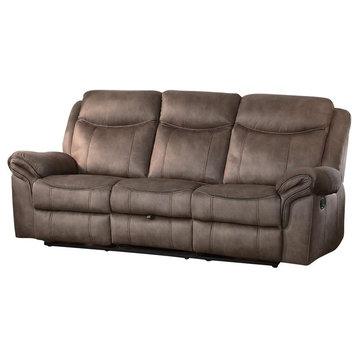 Apollo Double Recliner Sofa w Cup Holders Airehyde Dark Brown Leather