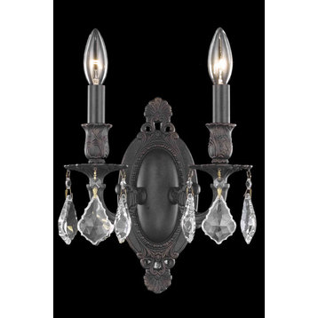 Rosalia 2 Light Wall Sconce in Dark Bronze with Clear Royal Cut Crystal