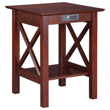AFI Lexi Solid Wood Printer Stand with Built-In Charger in Walnut
