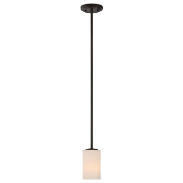 Nuvo Lighting Willow 1-Light Mini Pendant With White Glass, Aged Bronze, 60-5908