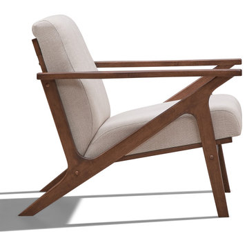 Omax Decor Zola Lounge Chair, Beige/Walnut