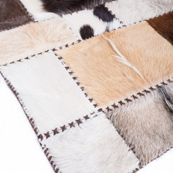 Modern Handmade Cowhide Patchwork Hallway Runner, Brown White, 8'6"x2'7" - Hall And Stair Runners