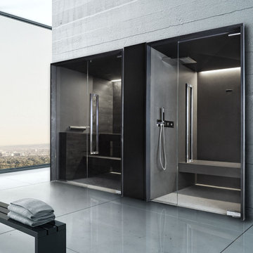 Anthracite Gray Sauna and Steam Room Pair
