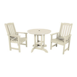 Highwood USA - Lehigh 3-Piece Round Dining Set, Whitewash - Outdoor Dining Sets