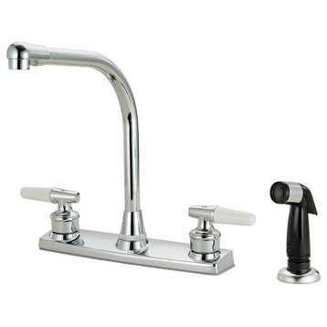 Two Handle Kitchen Faucet With Spray, Chrome, Chrome