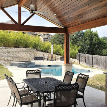 Poolside Porch Cover and Outdoor Kitchen in Steiner Ranch