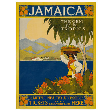 "Jamaica Travel Poster 1910 " by American School, Canvas Art