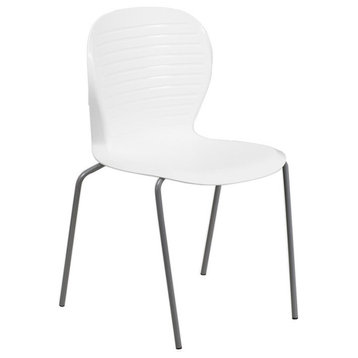 Flash Furniture Hercules Plastic Ribbed Back Stacking Chair in White