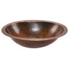 Oval Under Counter Hammered Copper Bathroom Sink, Oil Rubbed Bronze