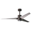 Super Janet 3-Bladed Paddle Fan With LED Light Kit, Matte Black Finish With Barn Wood Blades, 52"