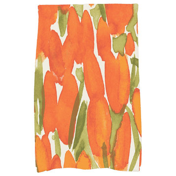 Sunset Tulip Floral Hand Towel, Orange, 18"x30"