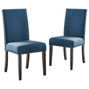 Benzara BM272079 38" Dining Chair With Nailhead Trim, Set of 2, Blue