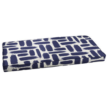 Blue Graphic Outdoor Bench Cushion, 45x18x2