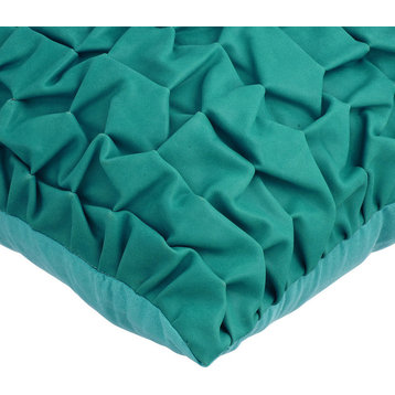 Blue Decorative Pillow Covers 18"x18" Faux Leather, Teal Texture