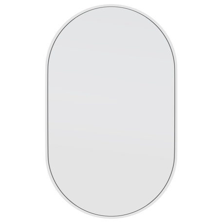 22" W X 36" H Pill Shape Stainless Steel Framed Mirror, White