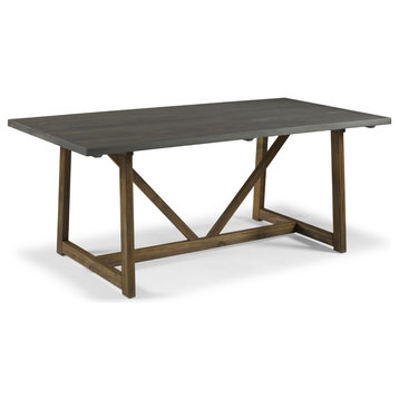 Bellevue WEIF93634 Helotes 72" Solid Wood Rustic Trestle Dining - Gray / Brown