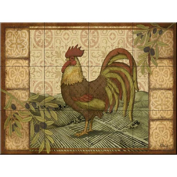 Tile Mural, Tuscan Rooster by Paul Brent