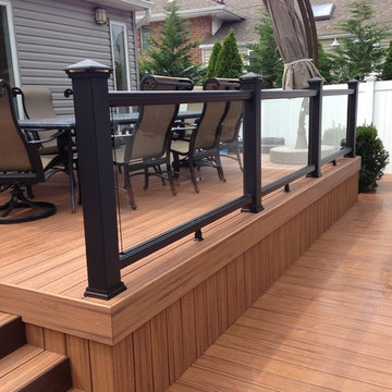 Trex Transcends Tropics Tiki Torch with Trex Black Glass Railing