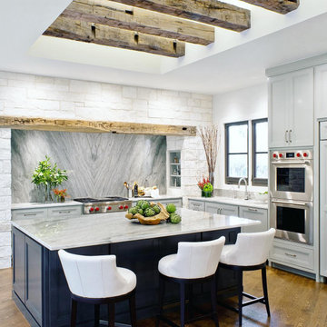 Modern Farmhouse Kitchen Remodel - Reclaimed Hand Hewn Beams