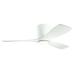 Bailey Street Home - 3-Blade Hugger Ceiling Fan Walnut Blades Frosted White Polycarbonate LED Lights - 3-Blade Hugger Ceiling Fan with Walnut Blades with Frosted White Polycarbonate LED Lights 48 inches W x 10.25 inches H-Matte White Finish .  The beautifully designed Upland Buildings hugger-style ceiling fan offers sculpted blades integrated LED light Matte White finish and a full function wall control system for optimal comfort.