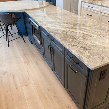 Quartzite countertops with attached table