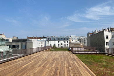 Inspiration pour une grande terrasse sur le toit minimaliste.