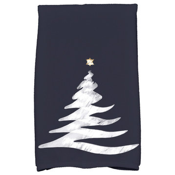 Wishing Tree Holiday Geometric Print Kitchen Towel, Navy Blue