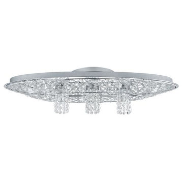 Eglo Stelaria Chrome and Crystal 9-Light Oval Flush Mount Ceiling