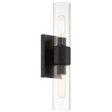 Designers Fountain Anton 17.5" 2 Light Wall Sconce, Black/Clear, D286M-2WS-MB
