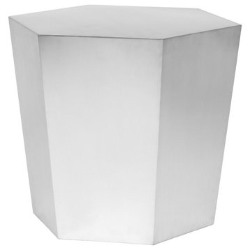 Hexagon Brushed Stainless Steel End Table