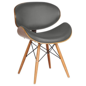 Armen Living Cassie Modern Faux Leather Dining Chair in Walnut and Gray