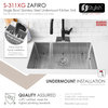 STYLISH 30" Single Bowl 16G Stainless Steel Kitchen Sink With Grid