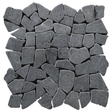 Miseno MT-R3 Fit Mosaic - 11" x 11" Pebble Floor and Wall Mosaic - Black