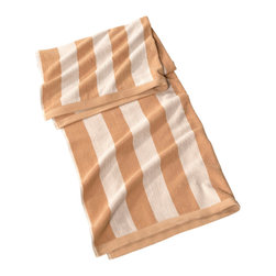 Classic Turkish Towels - Jumbo Turkish Cotton Cabana Beach Towel, Ivory, 35"x70", 2 Tones Cabana Stripes - Beach Towels