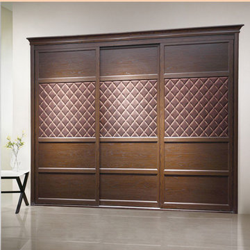 Modern Melamine and Leather Sliding Wardrobe YG11326