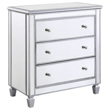 Beaumont Lane Modern 3-Drawer Solid Wood/MDF Chest in Silver