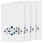 Linum Home Textiles - Khloe 4 Piece Embellished Bath Towel Set - The KHLOE Embellished Towel Collection features a mod geometric grid embroidery on a woven textured border.