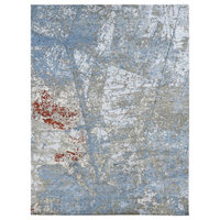 Steel Blue Modern Abstract Galaxy Design Hand Knotted 100% Wool Rug 9'1 ...