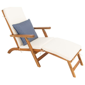 Safavieh Palmdale Outdoor Lounge Chair, Natural/Beige/Navy/White