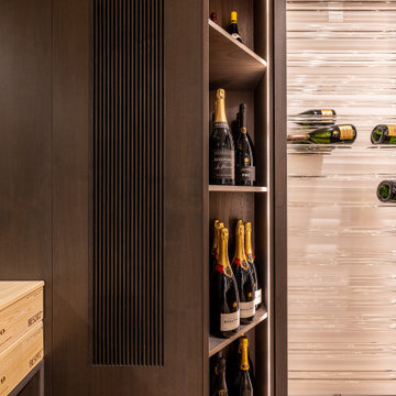 Custom Staircase Glass Wine Cellar & Display Cabinet in Newport Beach