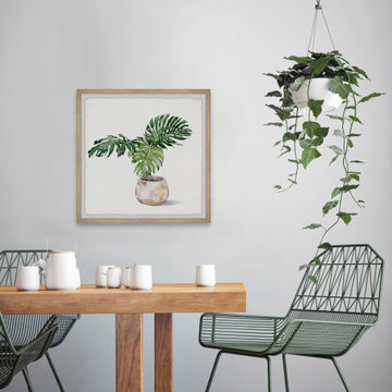 "Potted Monstera Deliciosa" Framed Painting Print