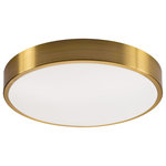AFX Inc. - Octavia, LED Flush Mount, 12", Satin Brass - Contemporary shallow flush mount fixture can be used in various applications including