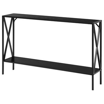 Costway 2 Tier Console Table Accent Side Entryway Table Metal Frame Black