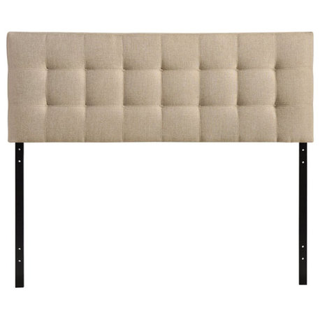 Modway Lily Queen Upholstered Polyester Fabric Headboard in Beige