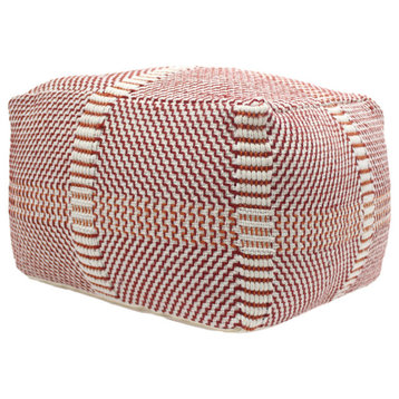 Louise Indoor Boho Handcrafted Water Resistant Rectangular Ottoman Pouf
