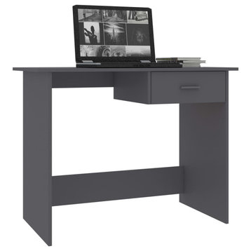 vidaXL Desk Computer Desk Home Office Desk Workstation Gray Engineered Wood